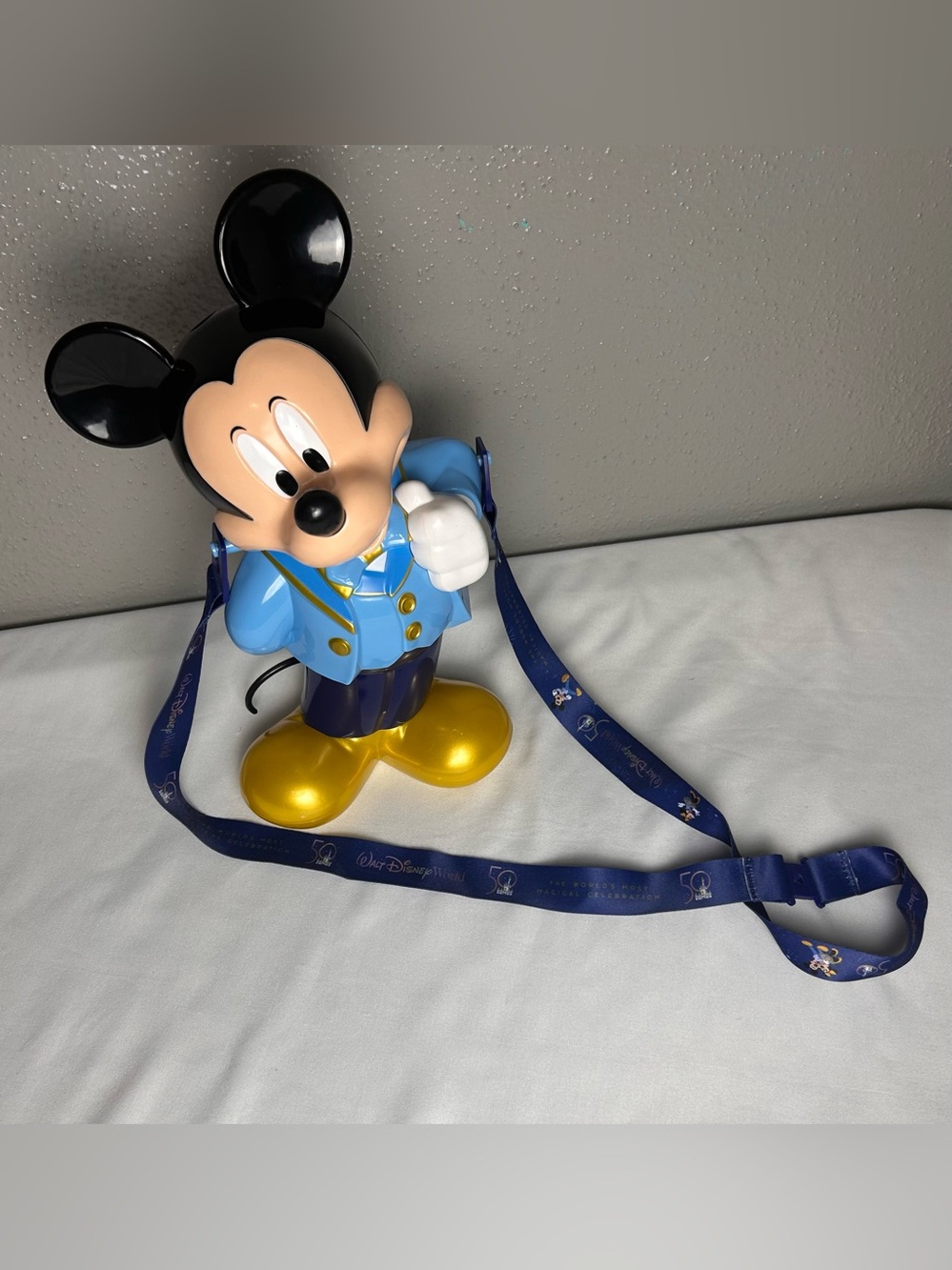 Disney Mickey Mouse Blue and Gold 50th Anniversary Popcorn Holder